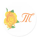 Monogrammed Orange Rose Wedding Seals sticker