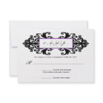 Monogrammed Ornamental Damask RSVP Announcement