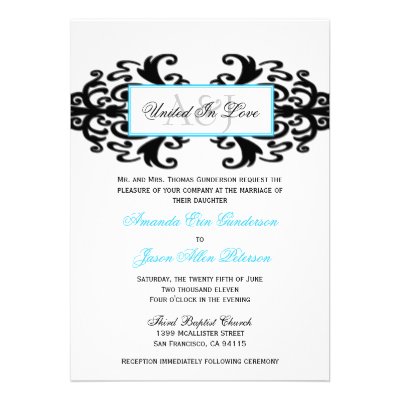 Monogrammed Ornamental Damask Wedding Invite