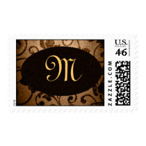 Monogrammed Parchment Oval Postage Stamp