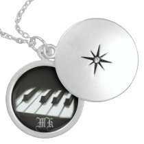 Monogrammed Piano Sterling Silver Locket Necklace