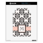 Monogrammed Pink Black Damask Kindle 3 Skin