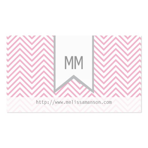 Monogrammed Pink Chevron Calling Card Business Card Templates (back side)