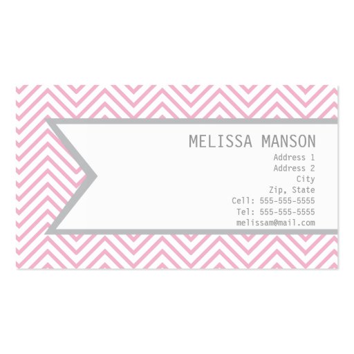 Monogrammed Pink Chevron Calling Card Business Card Templates (front side)