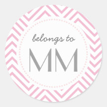 Monogrammed Pink Chevron - DIY Tags Stickers