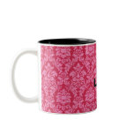 Monogrammed Pink Damask Mugs