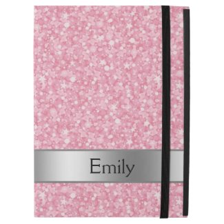 Monogrammed Pink Glitter Silver Gradient Accents