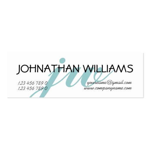 Monogrammed professional blue powder business cards (front side)