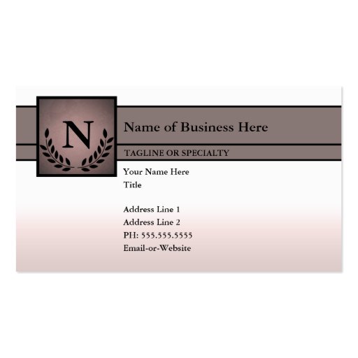 monogrammed professional business card (front side)