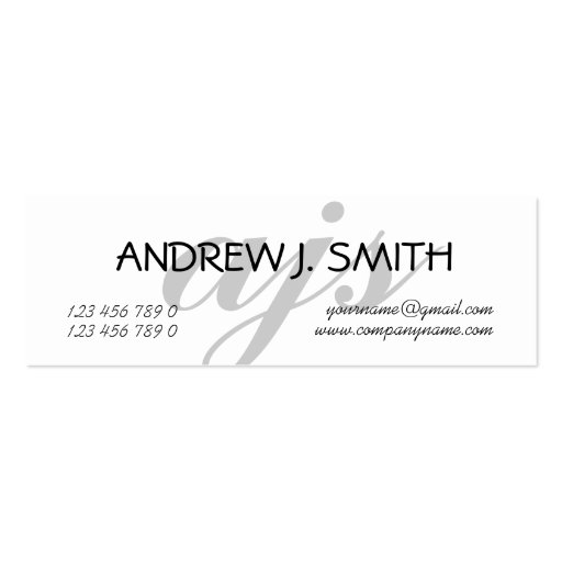 Monogrammed professional grey PERSONALIZE Business Card Templates (front side)