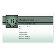 monogrammed professional (olive green) business card template