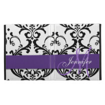 Monogrammed Purple Black Swirls Damask caseable cases