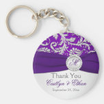 Monogrammed Purple, Silver Wedding Favor Key Chain