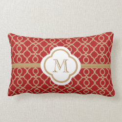 Monogrammed Red and Gold Moroccan Throw Pillow