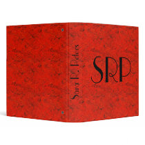 Monogrammed Red Marbling binders