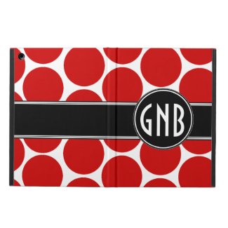 MONOGRAMMED RED POLKA DOTS PATTERN COVER FOR iPad AIR