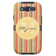 Monogrammed Red Stripe Samsung Galaxy S3 Cover