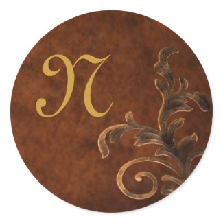 Monogrammed Scroll Leaf Sticker sticker