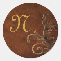 Monogrammed Scroll Leaf Sticker