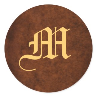 Monogrammed Scroll Leaf Wedding Sticker sticker