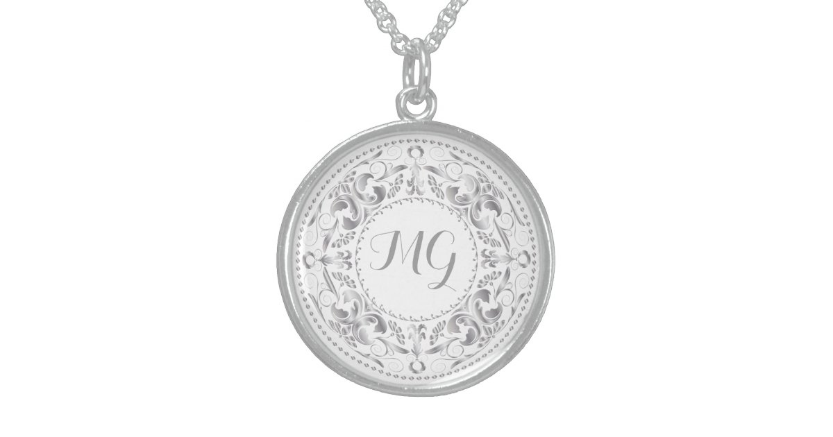 Monogrammed Silver Medallion 3 Necklace Zazzle