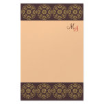 Monogrammed Stationery Gold on Brown