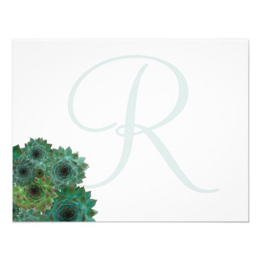 Monogrammed Succulents Little Flat Note Cards