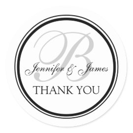 Monogrammed Thank You for Weddings Round Sticker