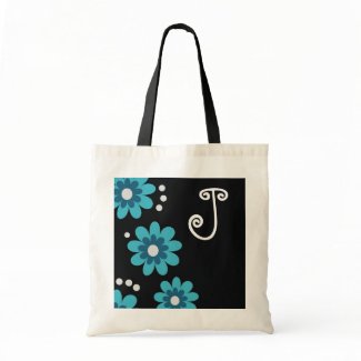 Monogrammed tote bags::Blue Flowers zazzle_bag