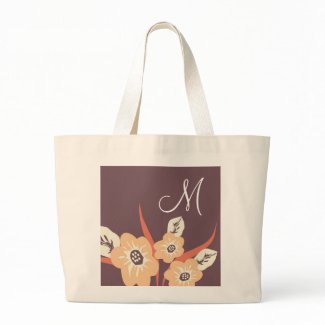 Monogrammed Tote Bags-Floral Monogram Bag bag
