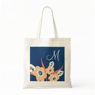 Monogrammed Tote Bags-Floral Monogram Bag bag