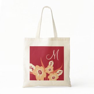 Monogrammed Tote Bags-Floral Monogram Bag bag