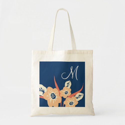 Monogrammed Tote Bags-Floral Monogram Bag