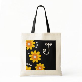 Monogrammed tote bags::Yellow Flowers bag