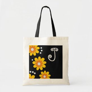 Monogrammed tote bags::Yellow Flowers