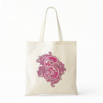 MONOGRAMMED TOTE - PINK LETTER S TOTE BAGS