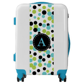 Monogrammed Turquoise Polka Dot Luggage