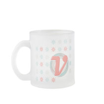 Monogrammed V Frosted Glass Mug