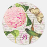 Monogrammed Vintage Dream Round Stickers