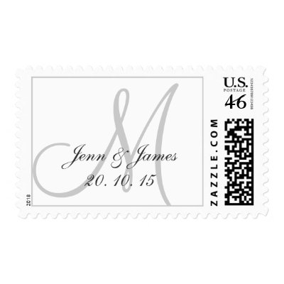 Monogrammed Wedding Date Bride Groom Postage
