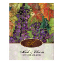 Monogrammed Wedding Invitation Autumn Grape Leaf