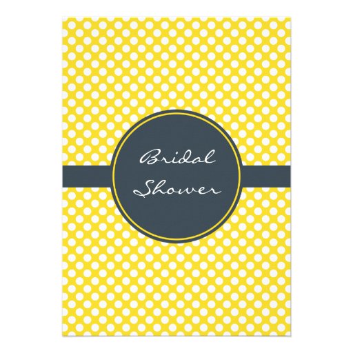 Monogrammed White, Yellow and Charcoal Polka Dot Custom Announcements