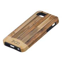 Monogrammed Wood and Parchment Rustic Country iPhone 5 Covers