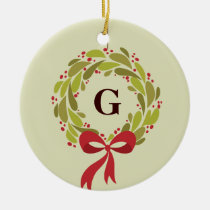 Monogrammed Wreath - Our First Christmas ornaments