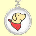 Monogrammed Yellow Labrador & Scarf Cartoon necklaces