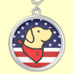 Monogrammed Yellow Labrador US Flag necklaces