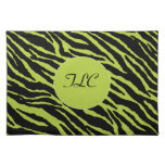 Monogrammed Zebra Placemat (Chartreuse)