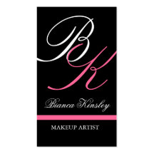 Monograms Business Cards Makeup Artist Pink
