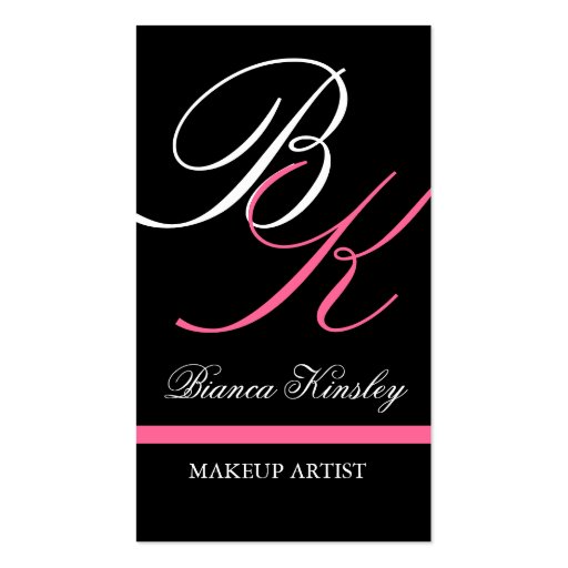 Monograms Business Cards Makeup Artist Pink (front side)