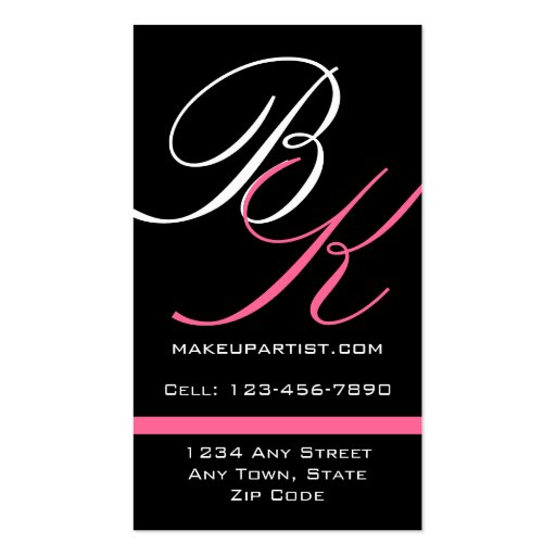 Monograms Business Cards Makeup Artist Pink (back side)